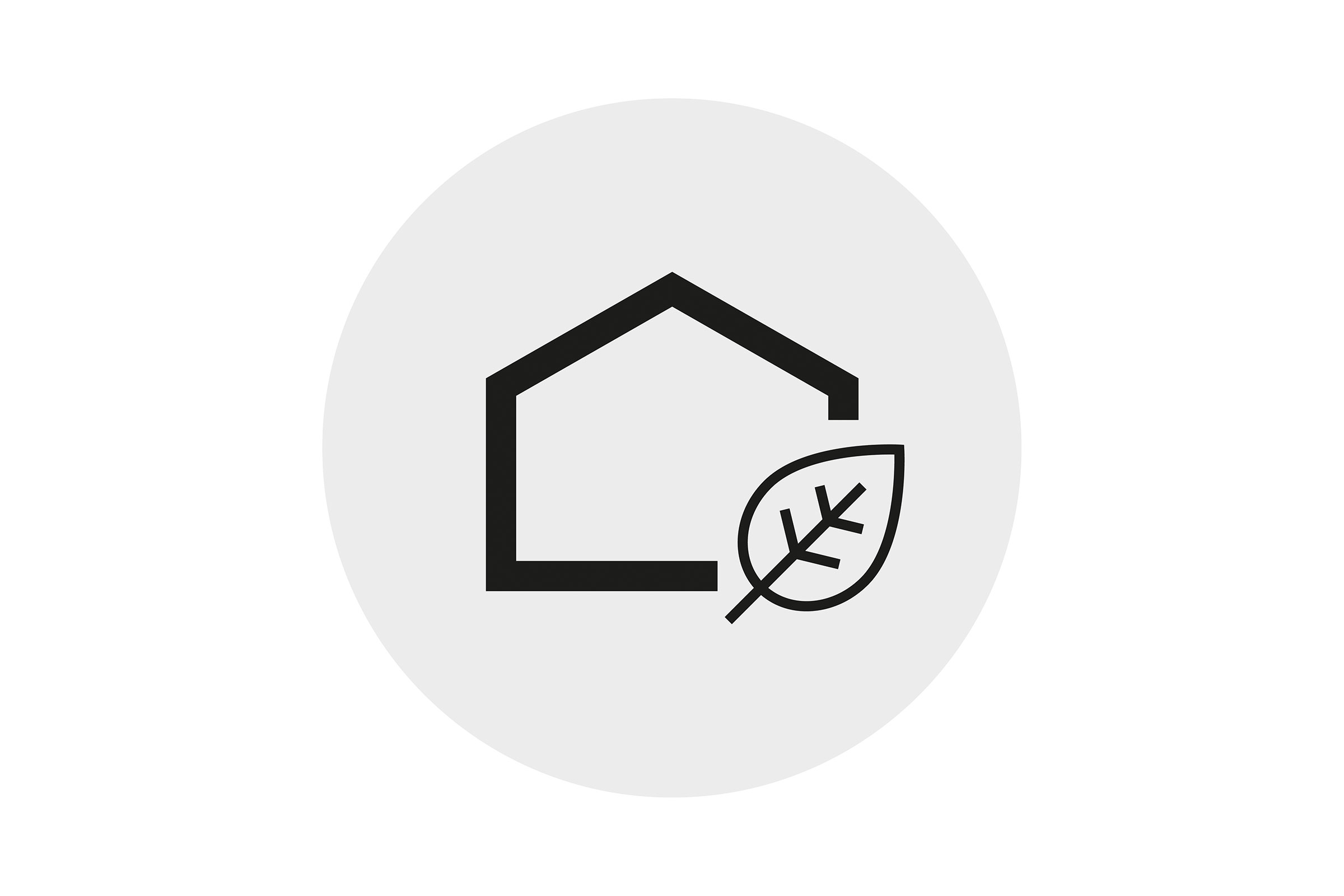 Pikto Haus mit Blatt