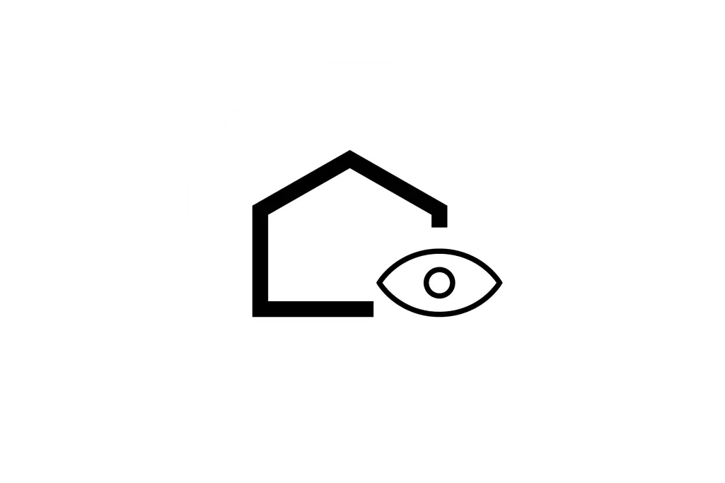 Piktogramm Ästhetik: Haus mit Auge, Wandfarbe