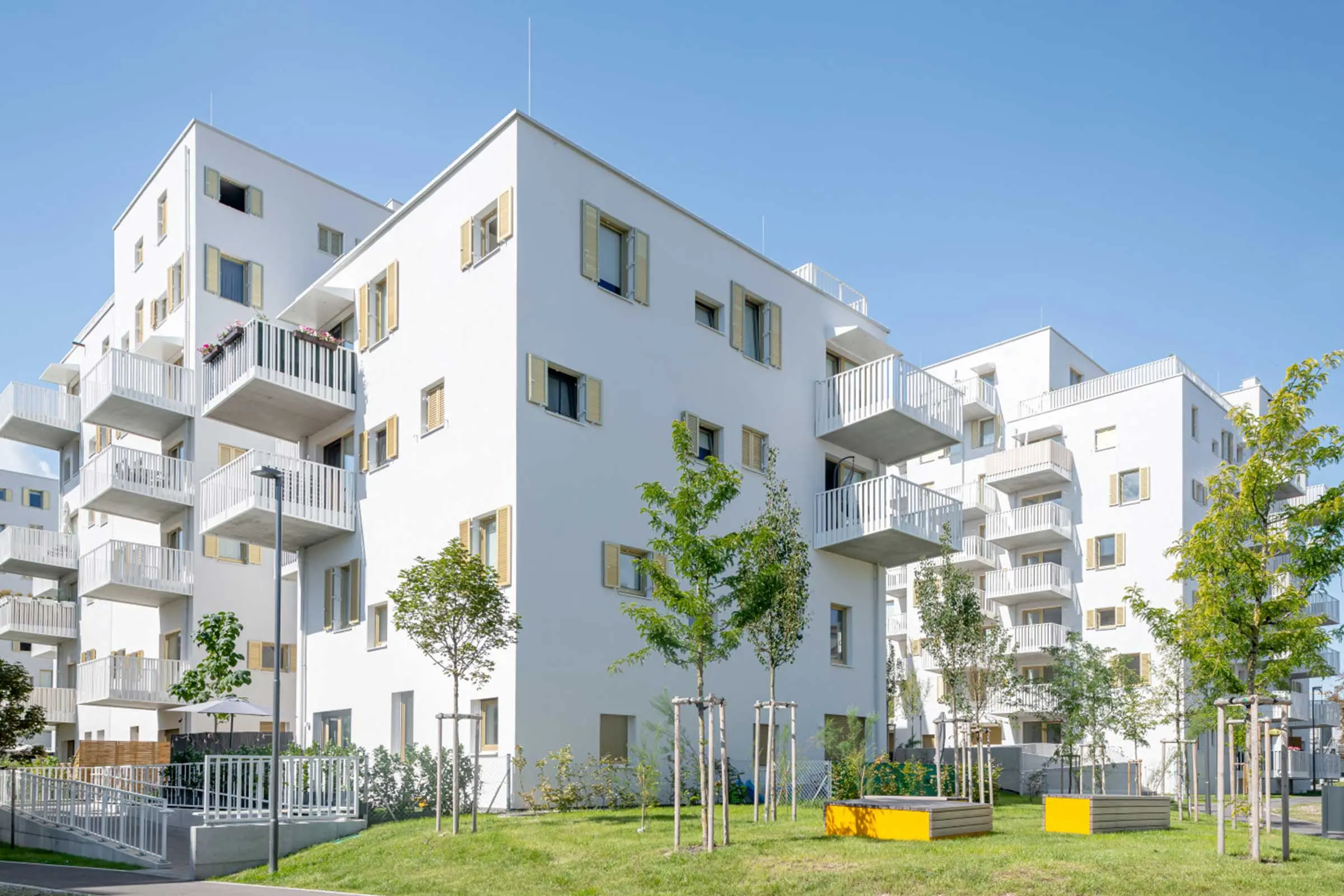 Gesamtansicht von Wohnkomplex Rivus Vivere Wien