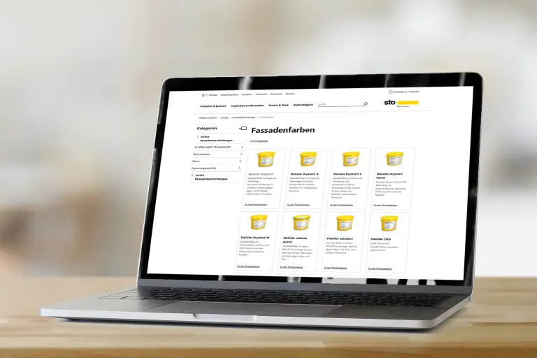 Bildschirm mit Sto Online Shop