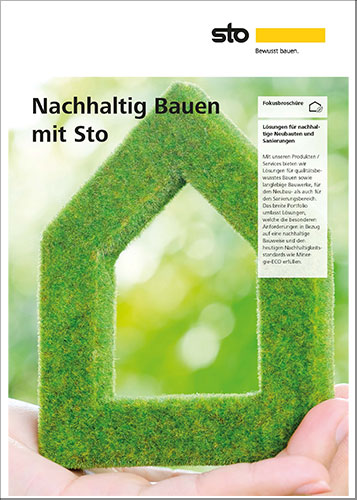Titelblatt der Broschüre Nachhaltig Bauen mit Sto