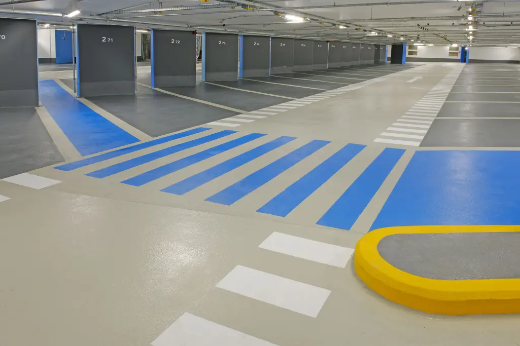 Innenaufnahme Tiefgarage Marktplatz Waiblingen, Bodenbeschichtung StoCretec
