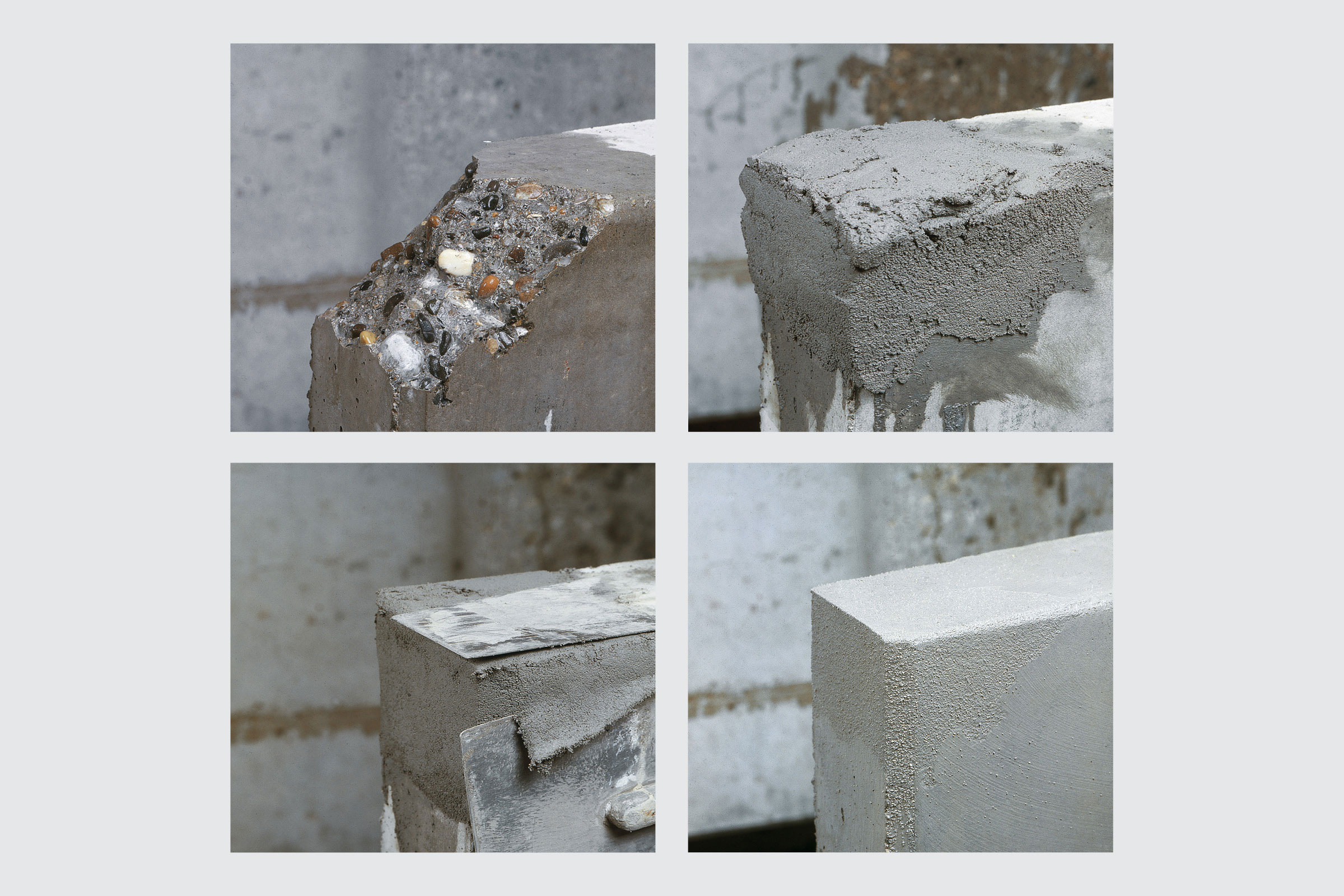 bild-zerstörter Betonstein-reparierter Betonstein