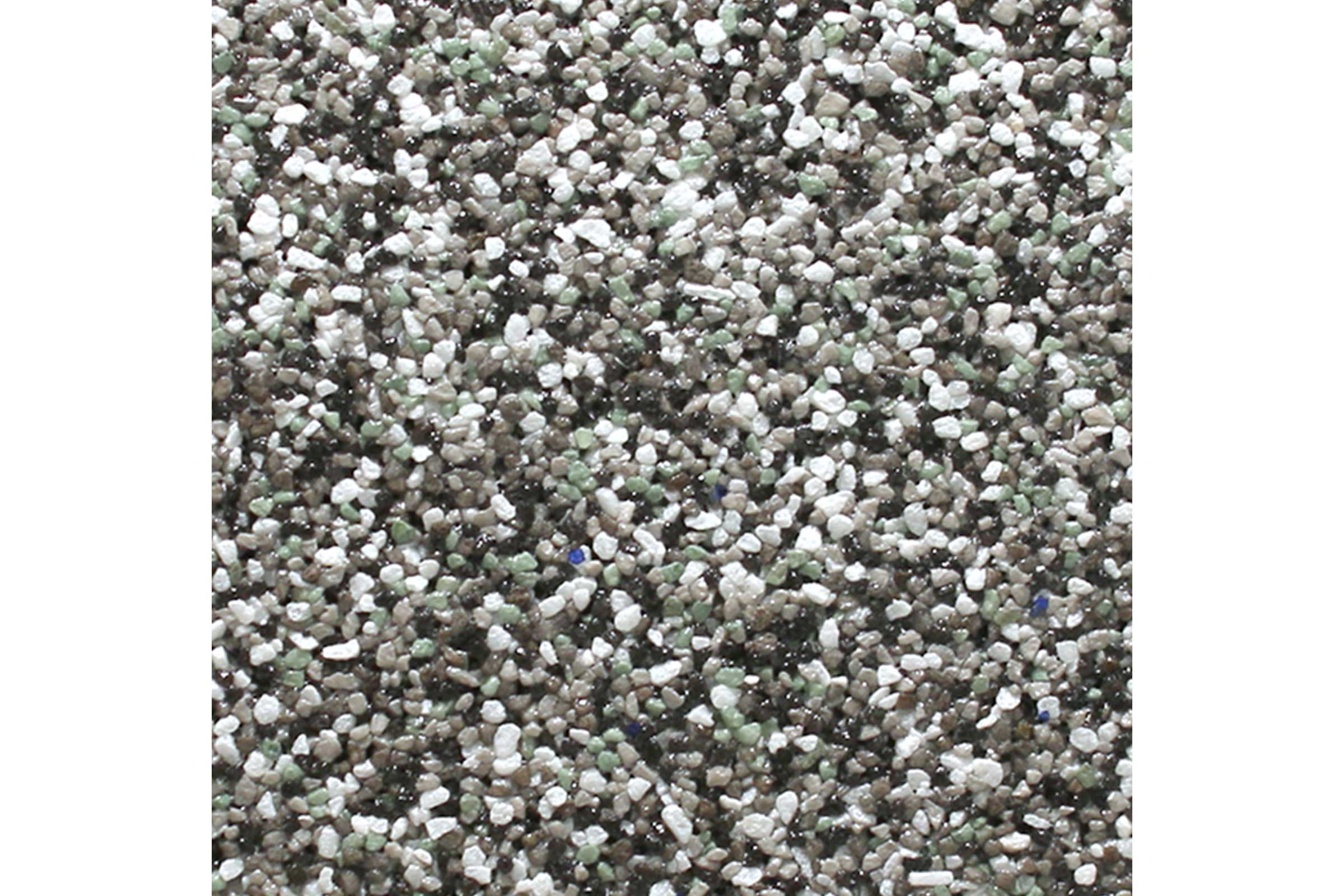 Muster Buntsteinputz StoSuperlit in Grau/Weiss/Anthrazit