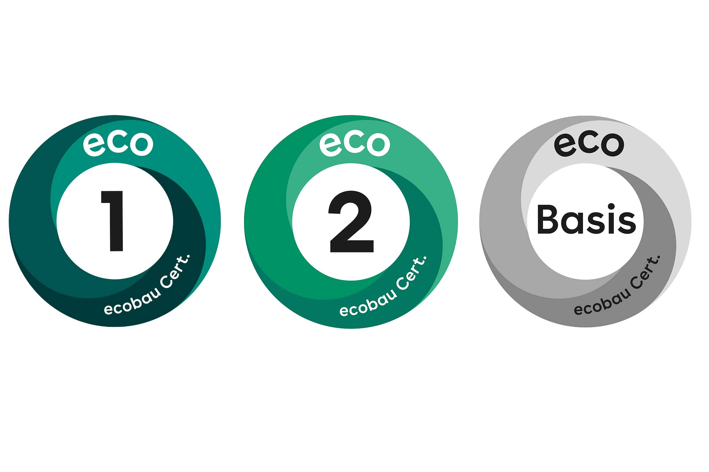 Abbildung der drei Labels von ecobau