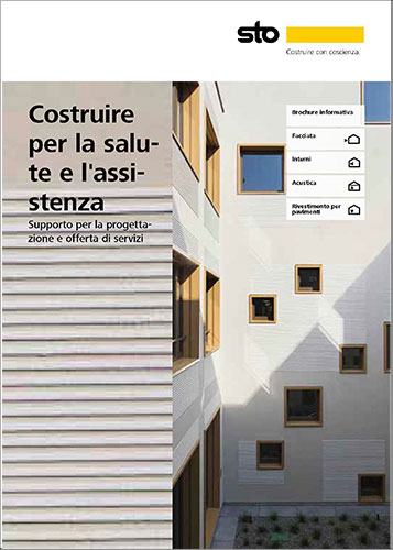 Copertina dell'opuscolo "Costruire per la salute e l'assistenza"
